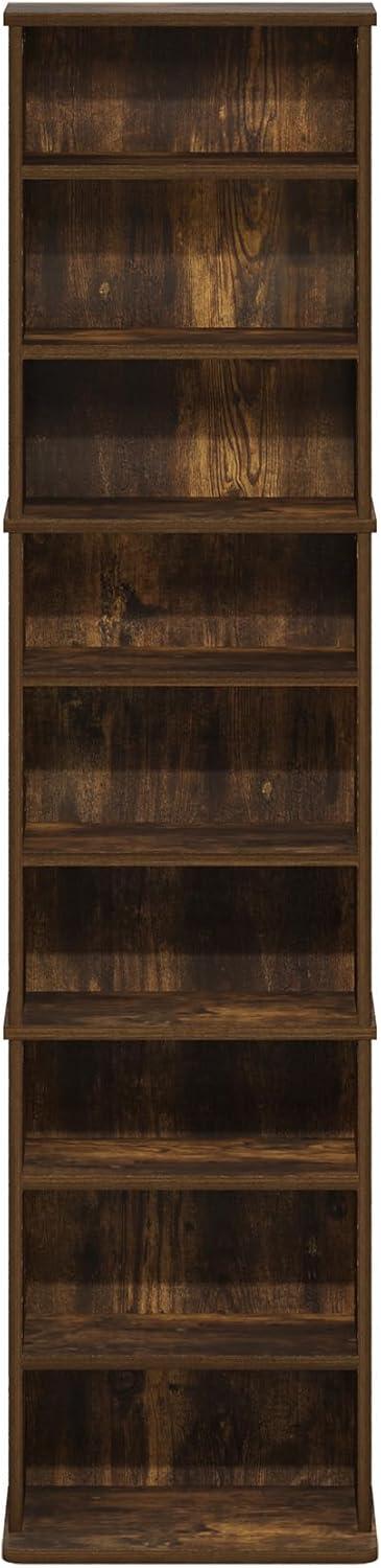 Furinno JAYA 9-Shelf Multimedia Media Storage Tower Rack with Adjustable Shelves, Amber Pine