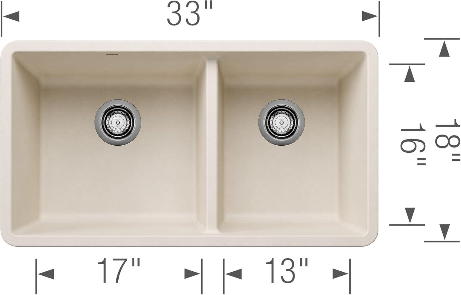Precis SILGRANIT 33" L X 18" W Double Bowl Undermount Kitchen Sink