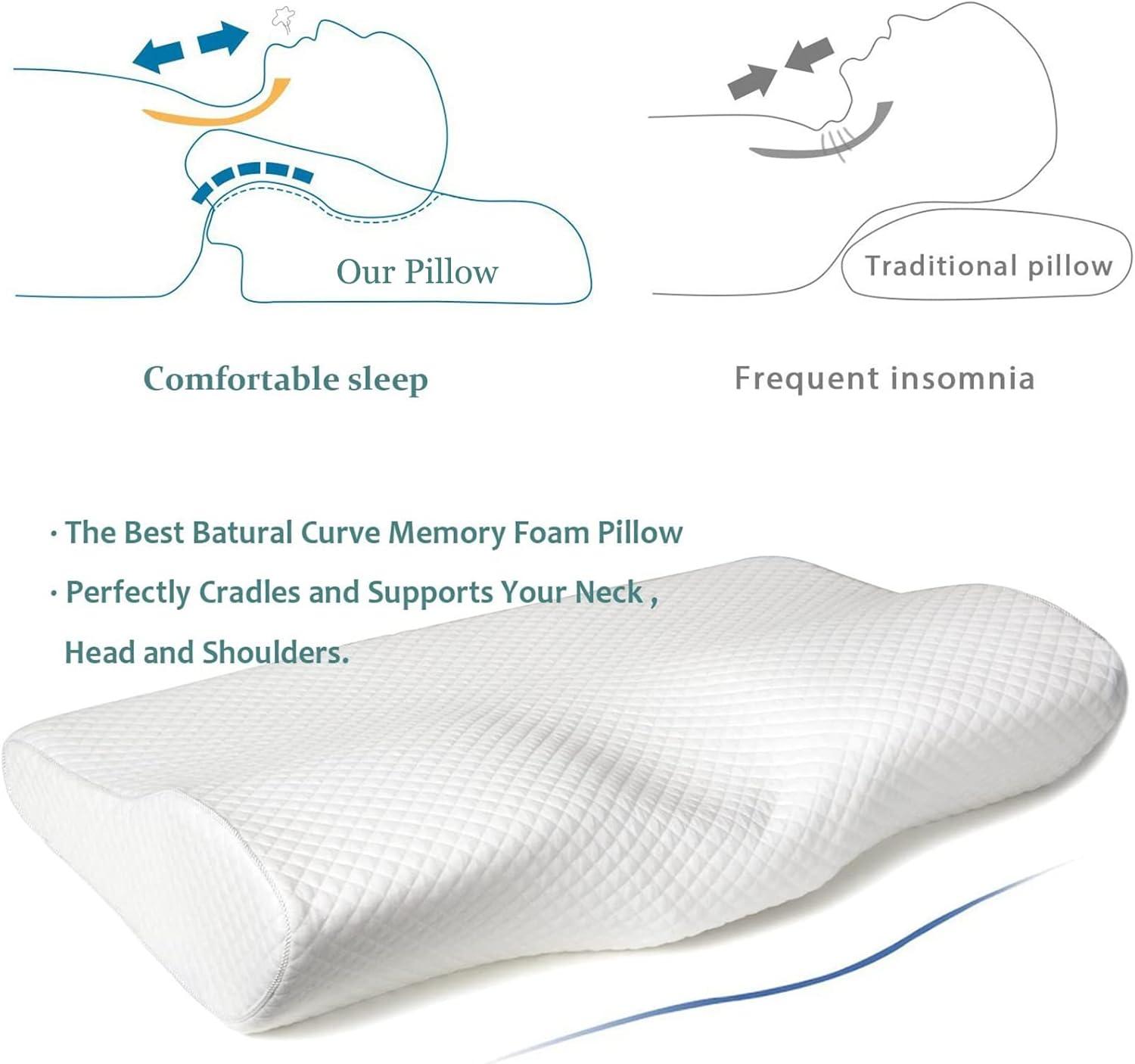 White Semicircular Memory Foam Bed Pillow with Polyester Cover