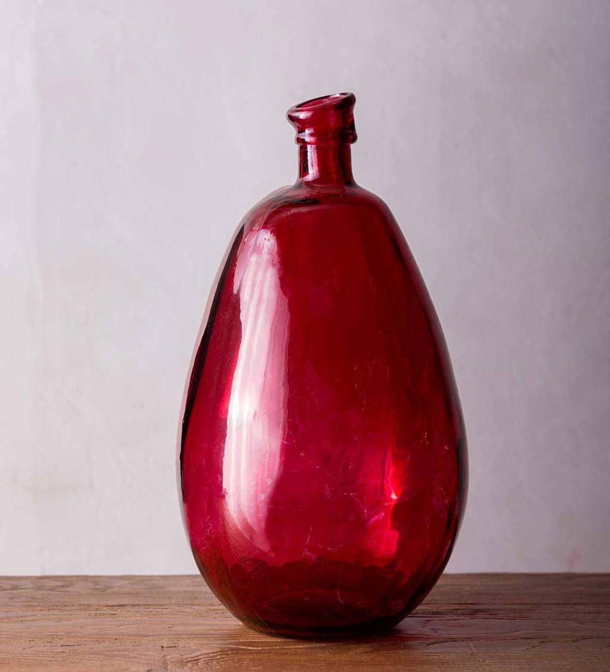 VivaTerra Recycled Tall Glass Balloon Vase – Handblown Glass Vases for Centerpieces – Unique Organic Shape in a Delicate Aqua Color – Sustainable and Unique Home Decor (19" H x 10" Dia.)