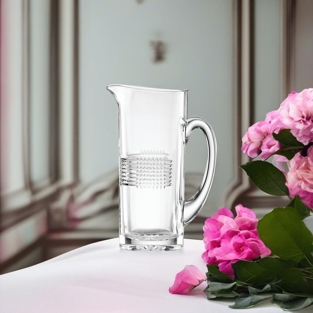 Sloane Clear European Crystal Pitcher with Crosshatched Pattern