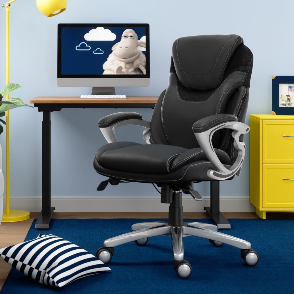 Serta Bryce Executive Office Chair with Patented AIR Lumbar Technology and Layered Body Pillows