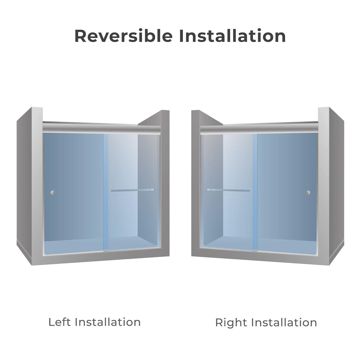 44"- 48" W, 75" H Double Sliding Semi-Frameless with Fixed Glass Panel 48" W x 75" H Shower Door