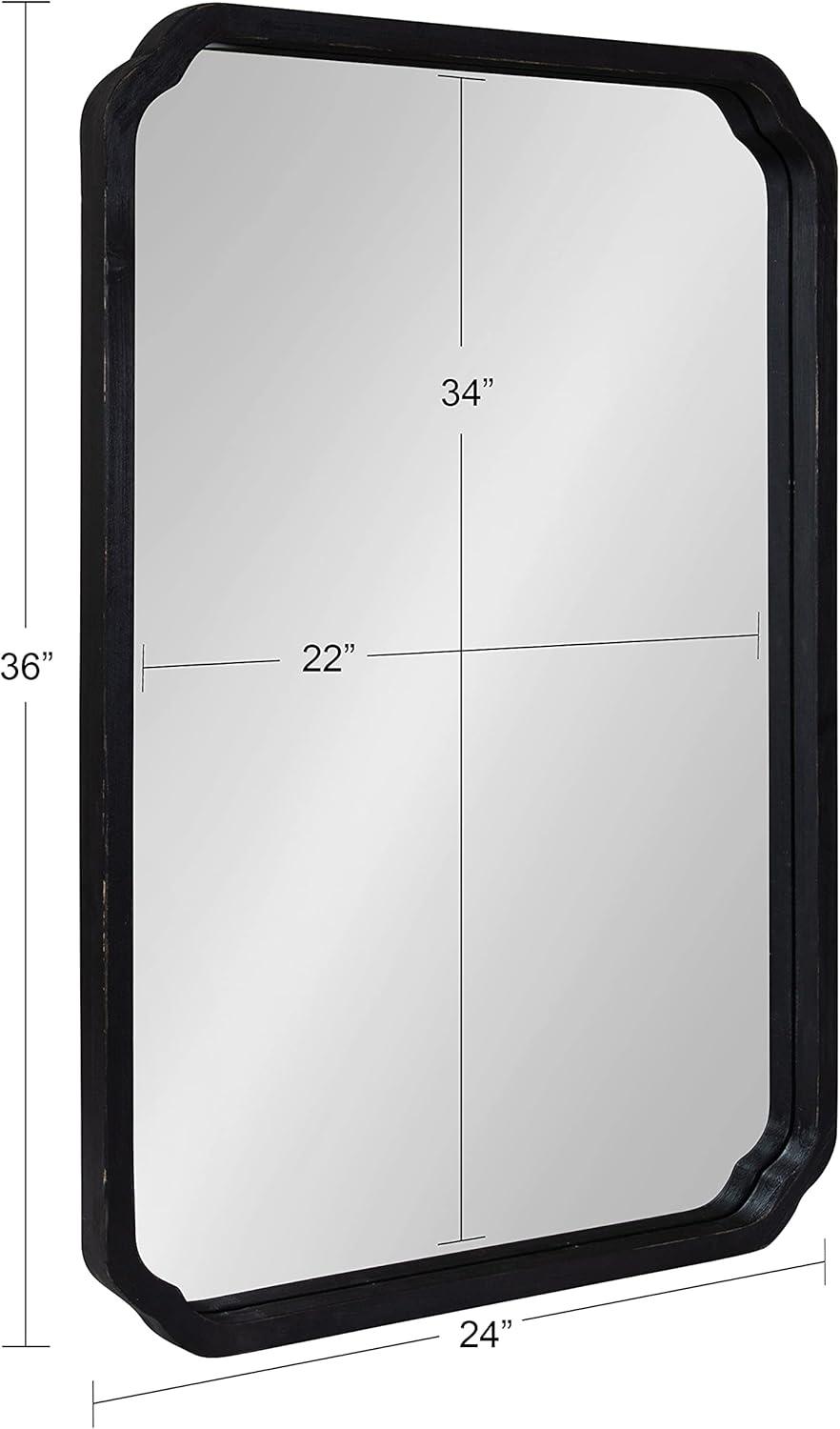 Kate & Laurel All Things Decor 24"x36" Marston Farmhouse Rectangle Wall Mirror Black: Modern Wood Frame, No Assembly Required