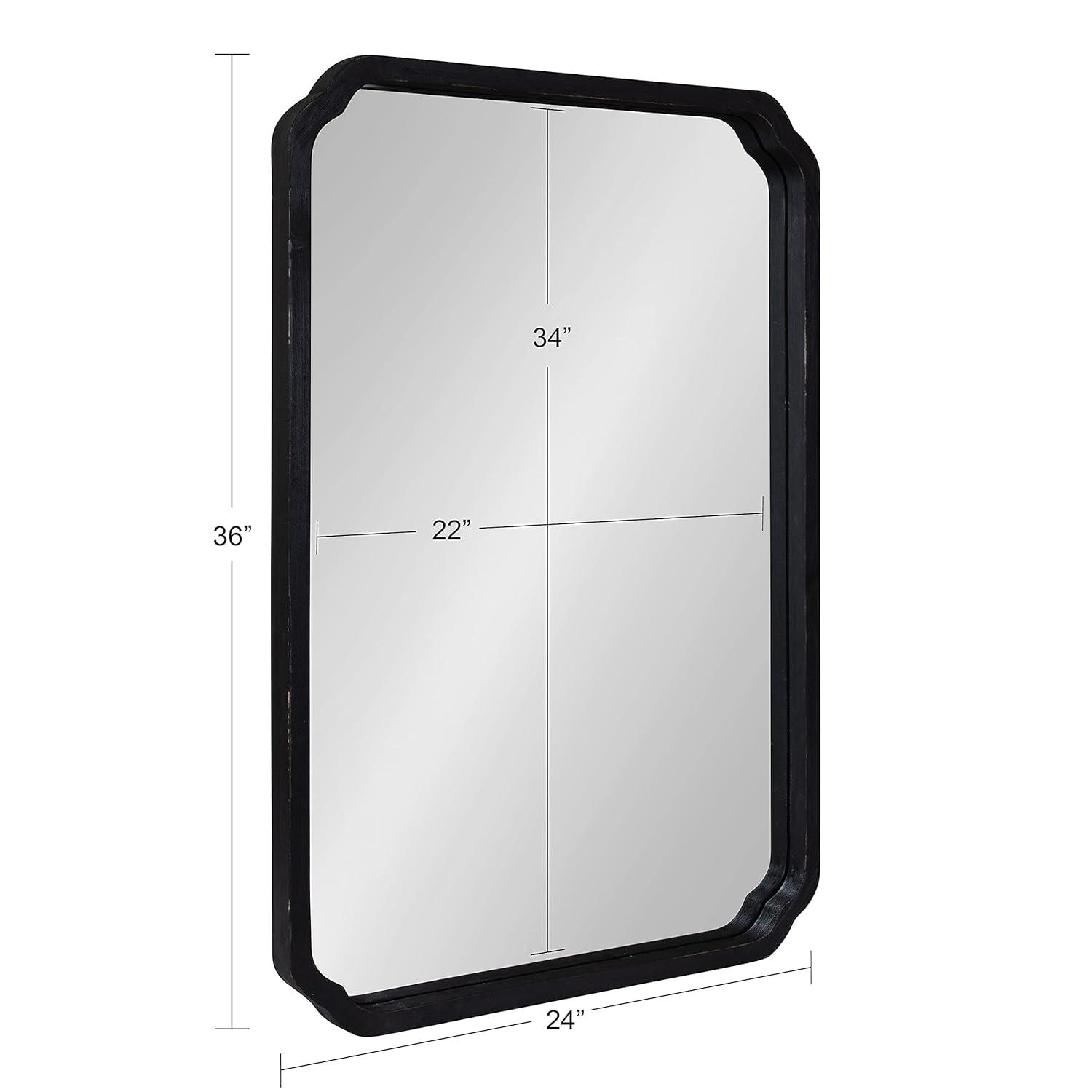 Kate & Laurel All Things Decor 24"x36" Marston Farmhouse Rectangle Wall Mirror Black: Modern Wood Frame, No Assembly Required