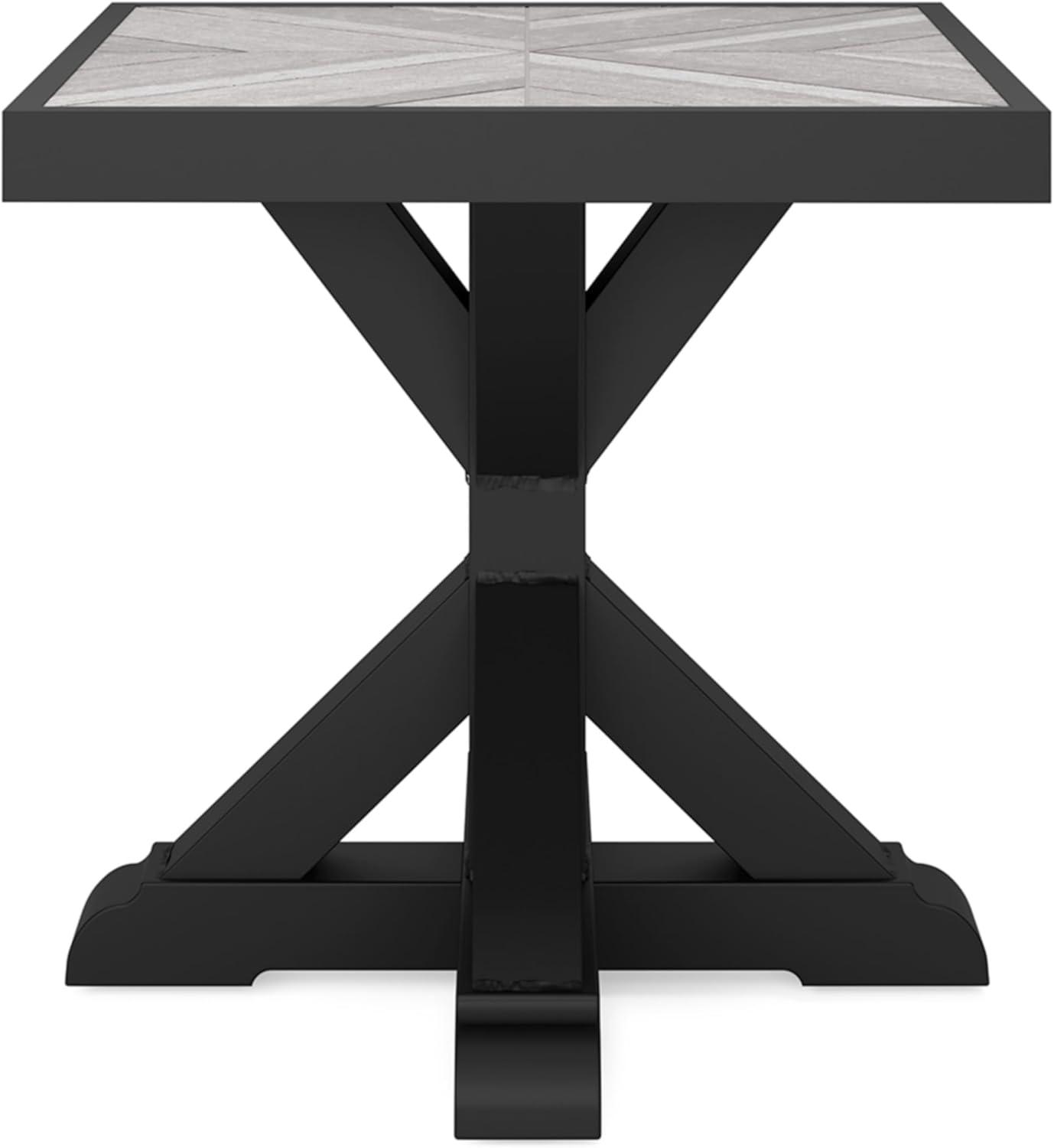 Signature Design by Ashley Beachcroft Farmhouse Outdoor End Table, Black/Light Gray