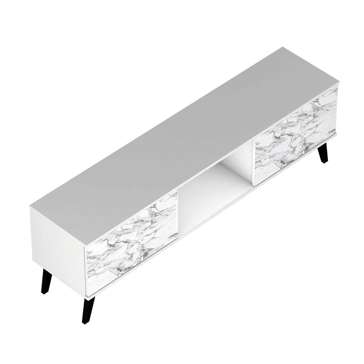 Doyers TV Stand for TVs up to 60" Brown - Manhattan Comfort: Entertainment Center with Open Shelves, Cable Management