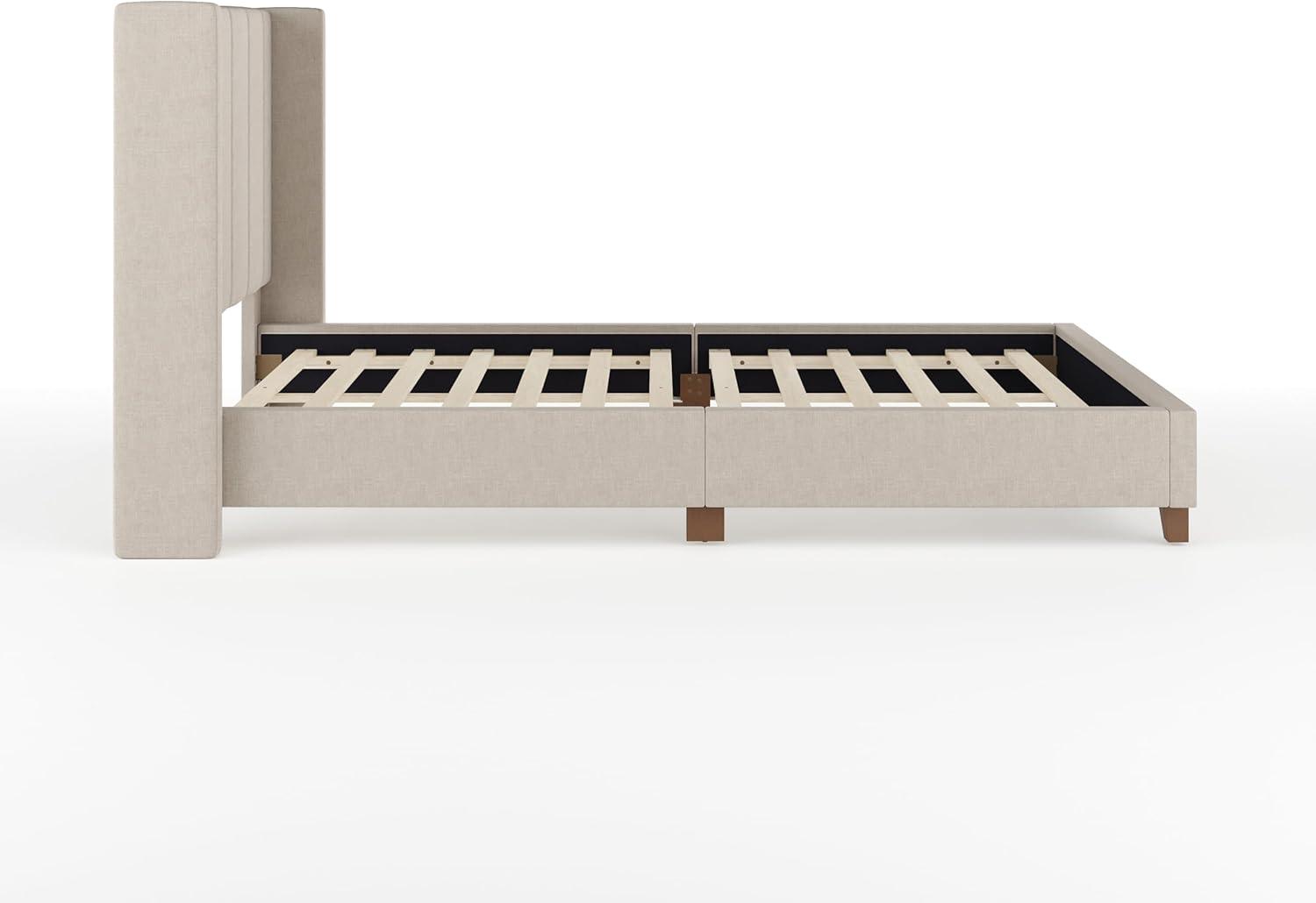 Martha Stewart Martha Stewart Kay Upholstered Platform Bed With Channel Stitched Wingback Headboard