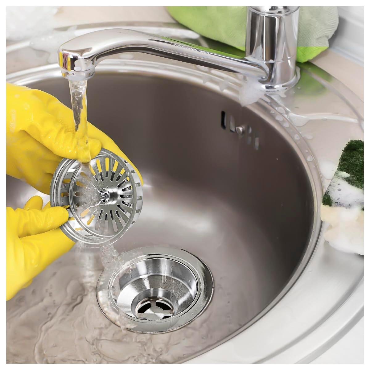 everflow 75131 kitchen sink basket strainer replacement for kohler style drains stainless steel - with spring steel stopper