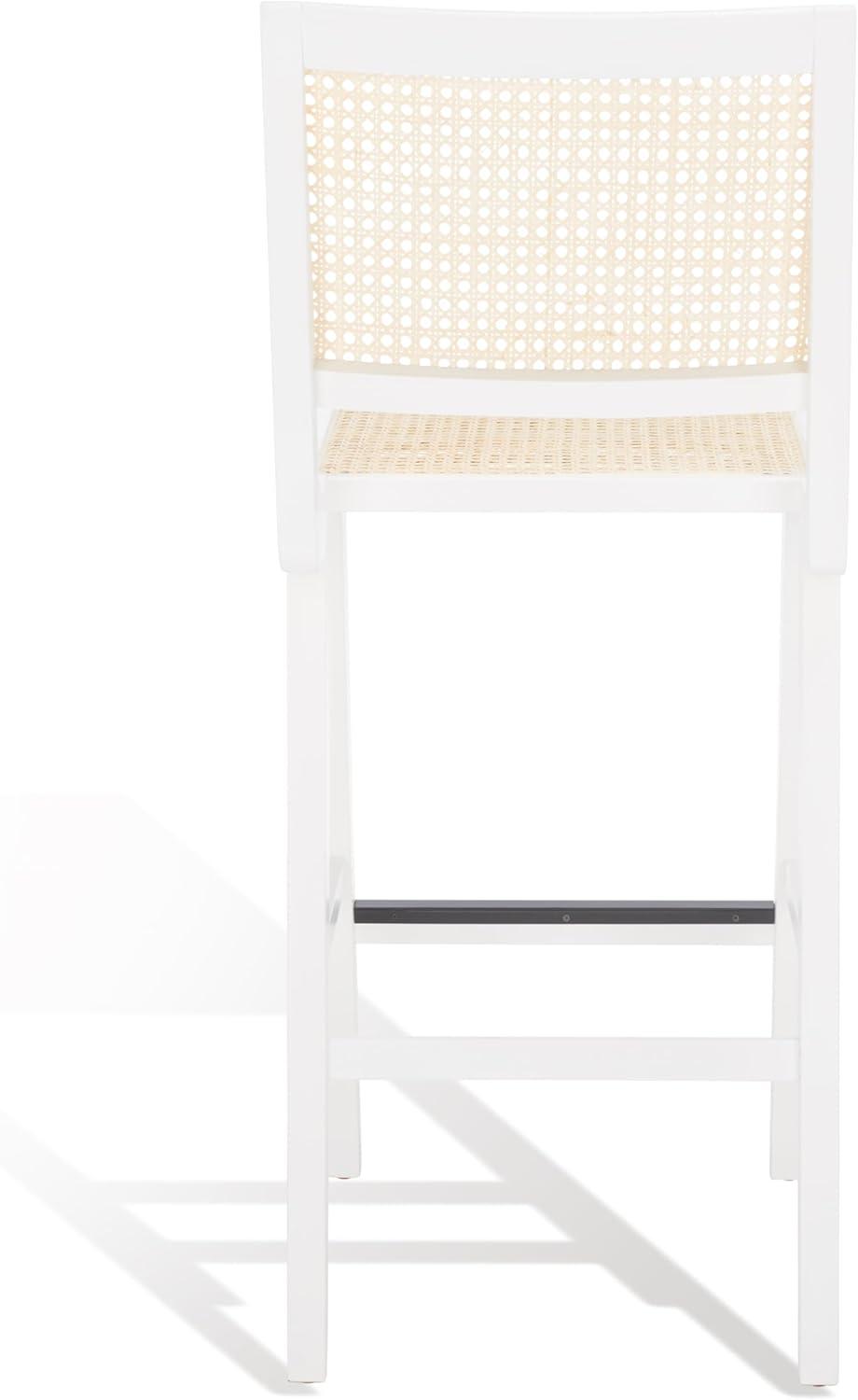 Hattie French Cane 45" Barstool in White & Natural Ash Wood