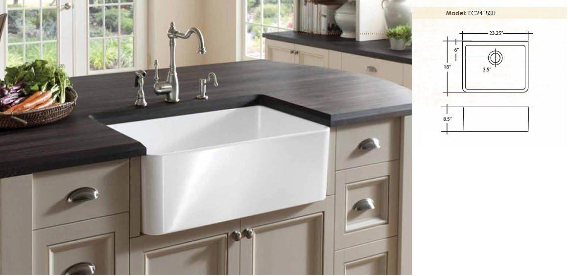 Fine Fixtures  Fireclay Sutton 23.25-inch White Farmhouse Kitchen Sink