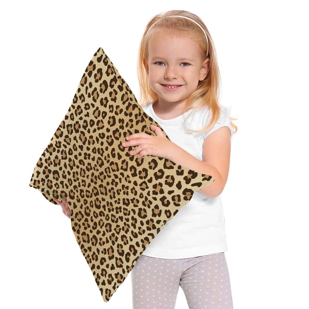 Leopard Throw Pillow Cover,Animal Leopard Print Soft Square Cushion Case Covers Home Decor for Couch Sofa Bedroom Car Office 18x18 Inch Pillowcases