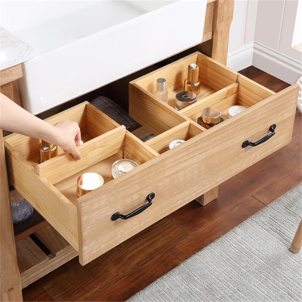 Villareal 36" Single Bath Vanity in Weathered Pine Wood & White Farmhouse Basin