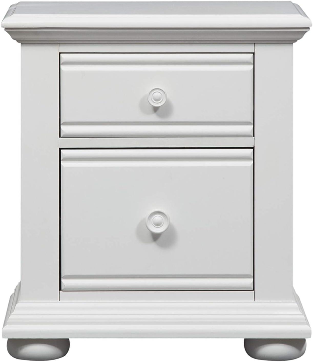 Cottage Charm White 2-Drawer Nightstand with Bun Feet