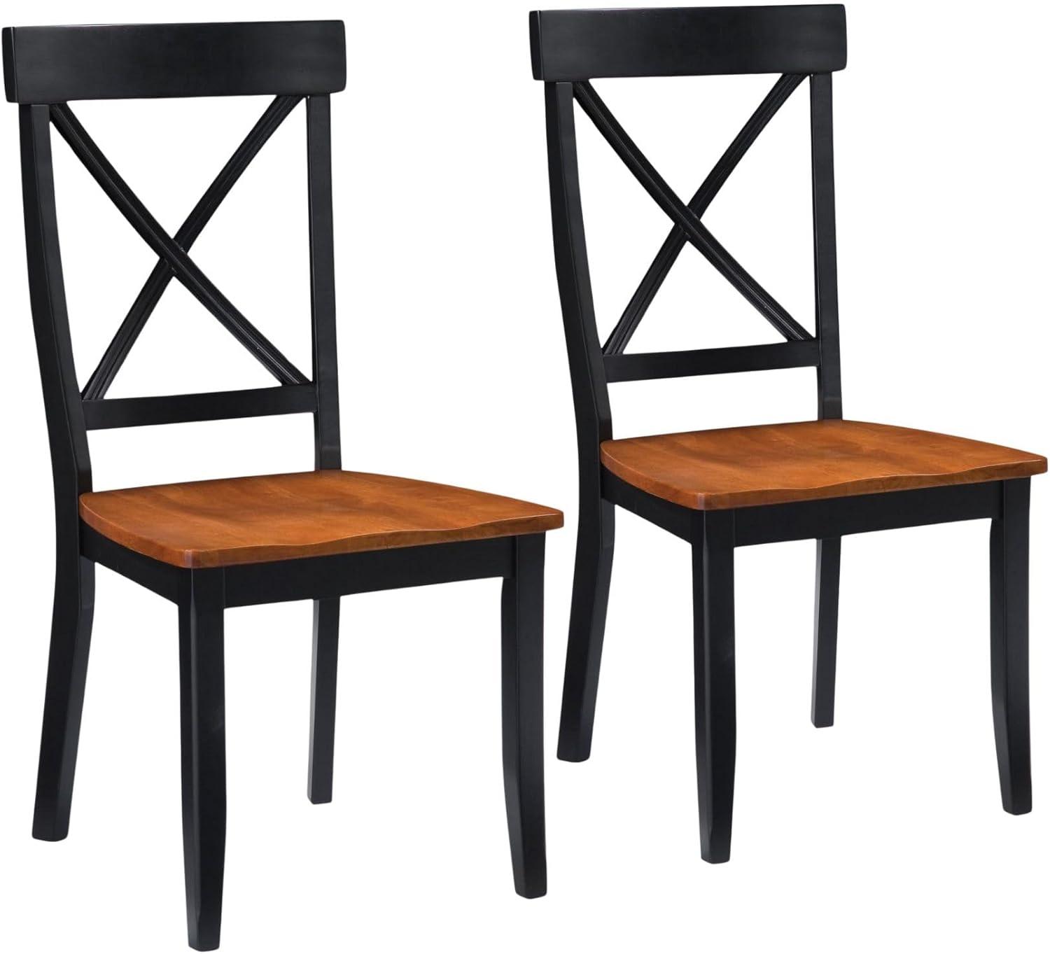 Homestyles Dining Chair in Black and Cottage Oak (Set of 2)