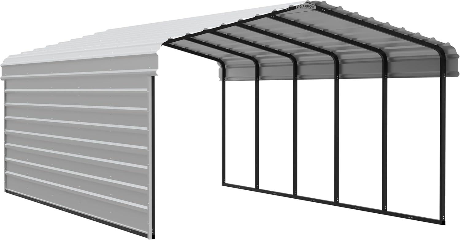 Arrow Arrow Steel Carport with 1 Side Wall Kit, 12X24X07