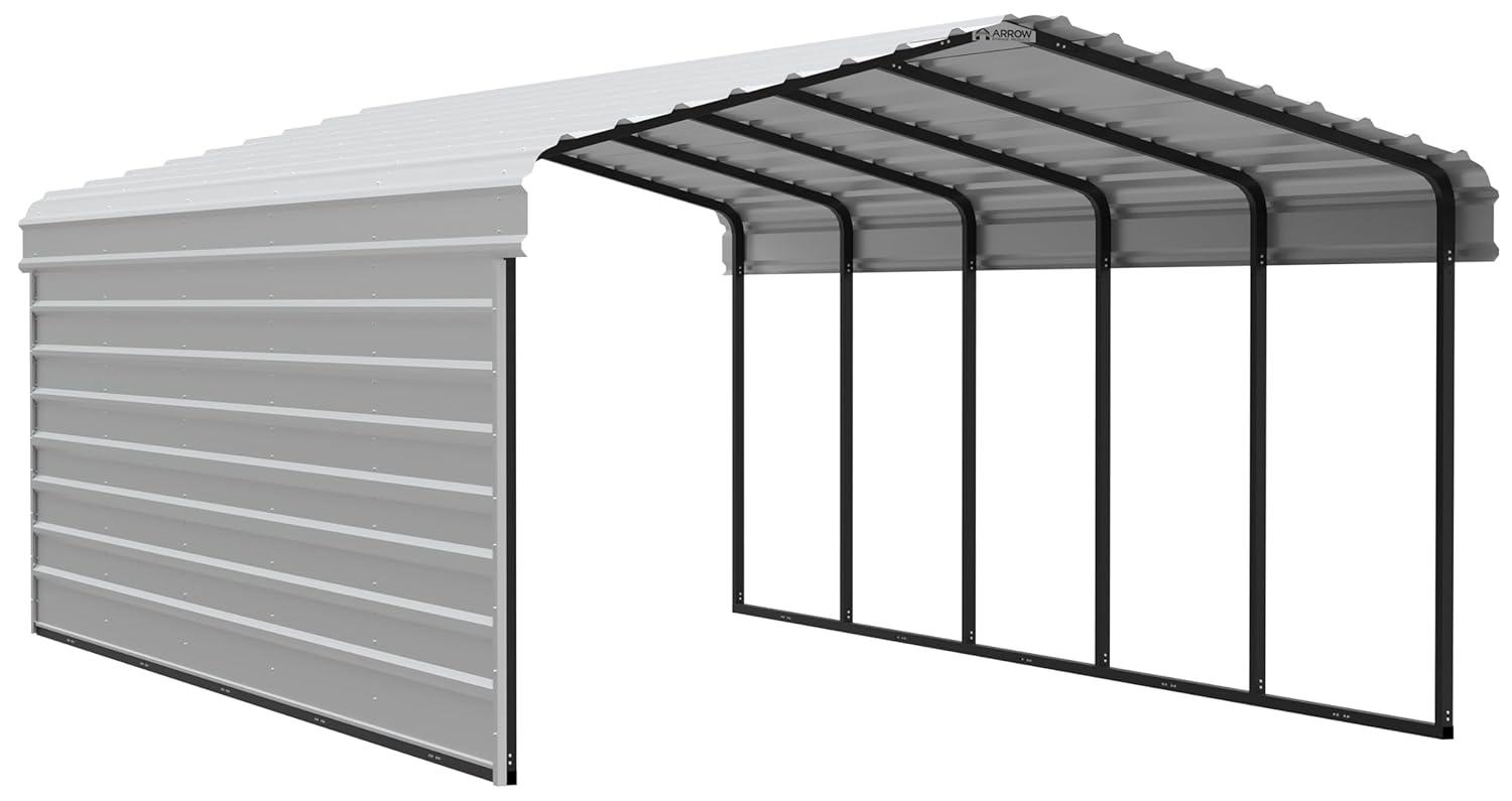 Arrow Arrow Steel Carport with 1 Side Wall Kit, 12X24X07