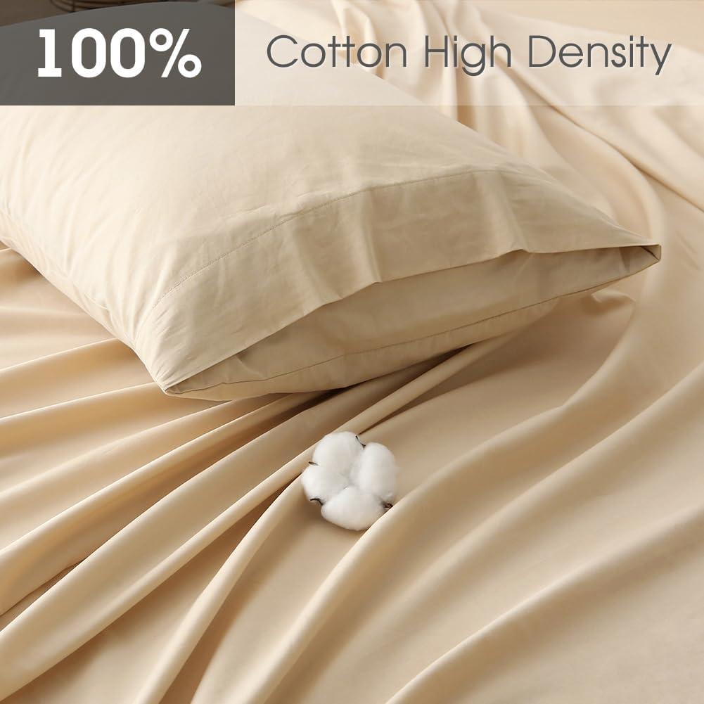 HYPREST 100% Cotton Sheets Extra Deep Pocket, Hotel Luxury Soft Cooling Cotton Sheet Sets