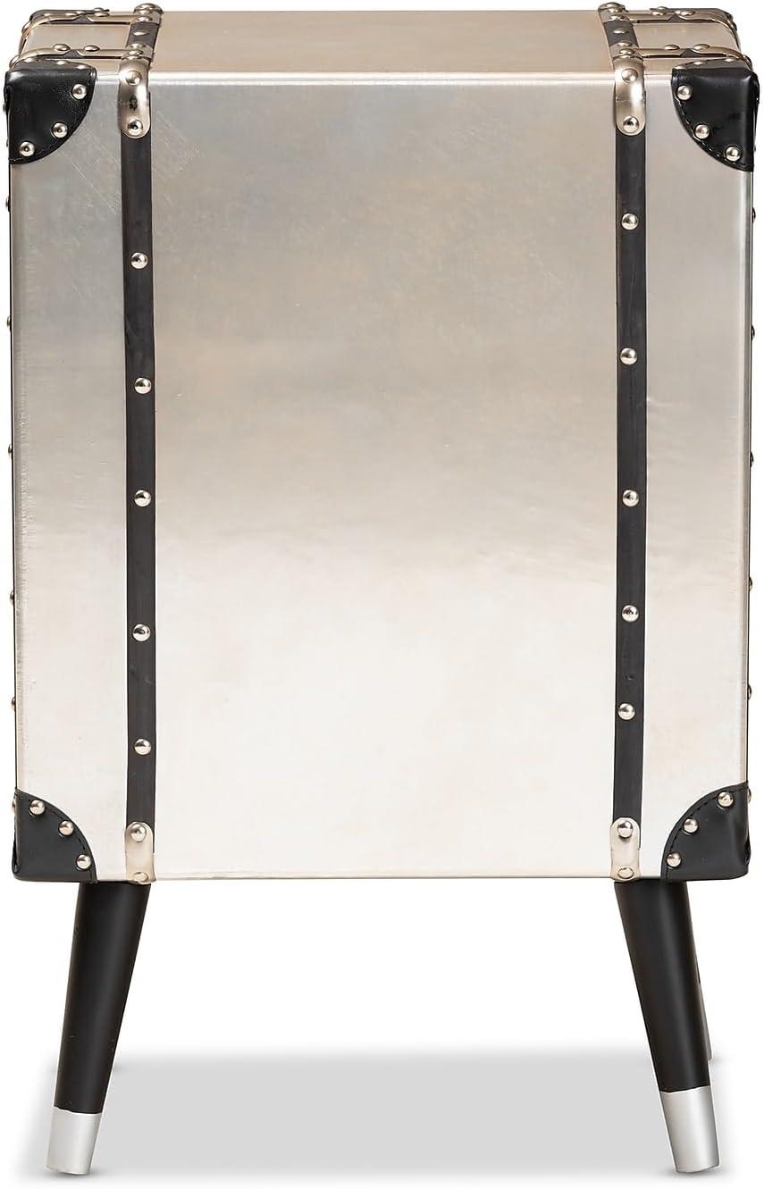 Dilan Metal 3 Drawer Nightstand Light Cream/Black - Baxton Studio: Vintage Style Bedside Storage