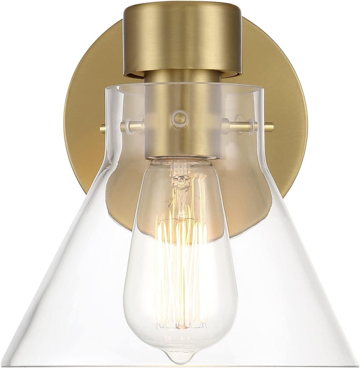 Willow Creek 7.5 inch Brushed Gold Wall Sconce with Clear Glass Shade