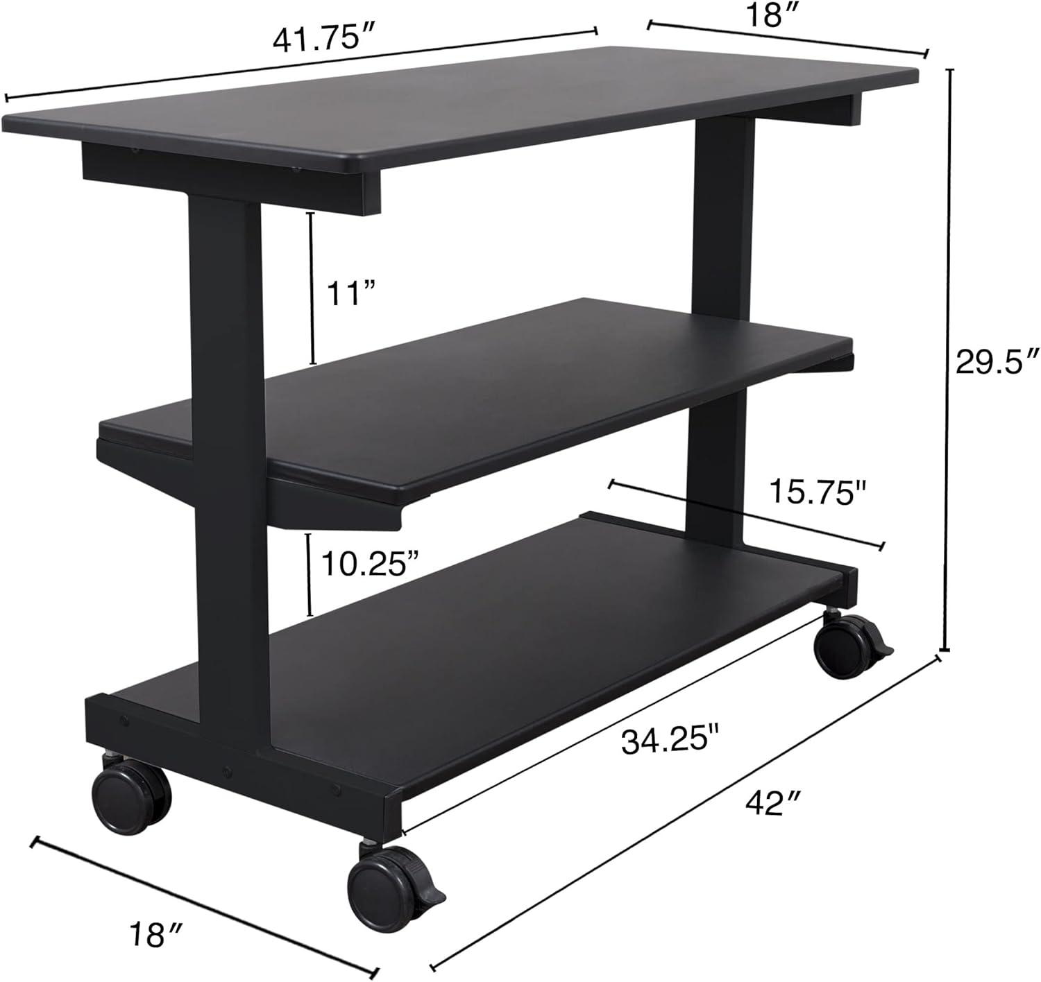 Stand Up Desk Store 3-Shelf Rolling Desk Return Side Desk Organizer and Bookcase on Wheels