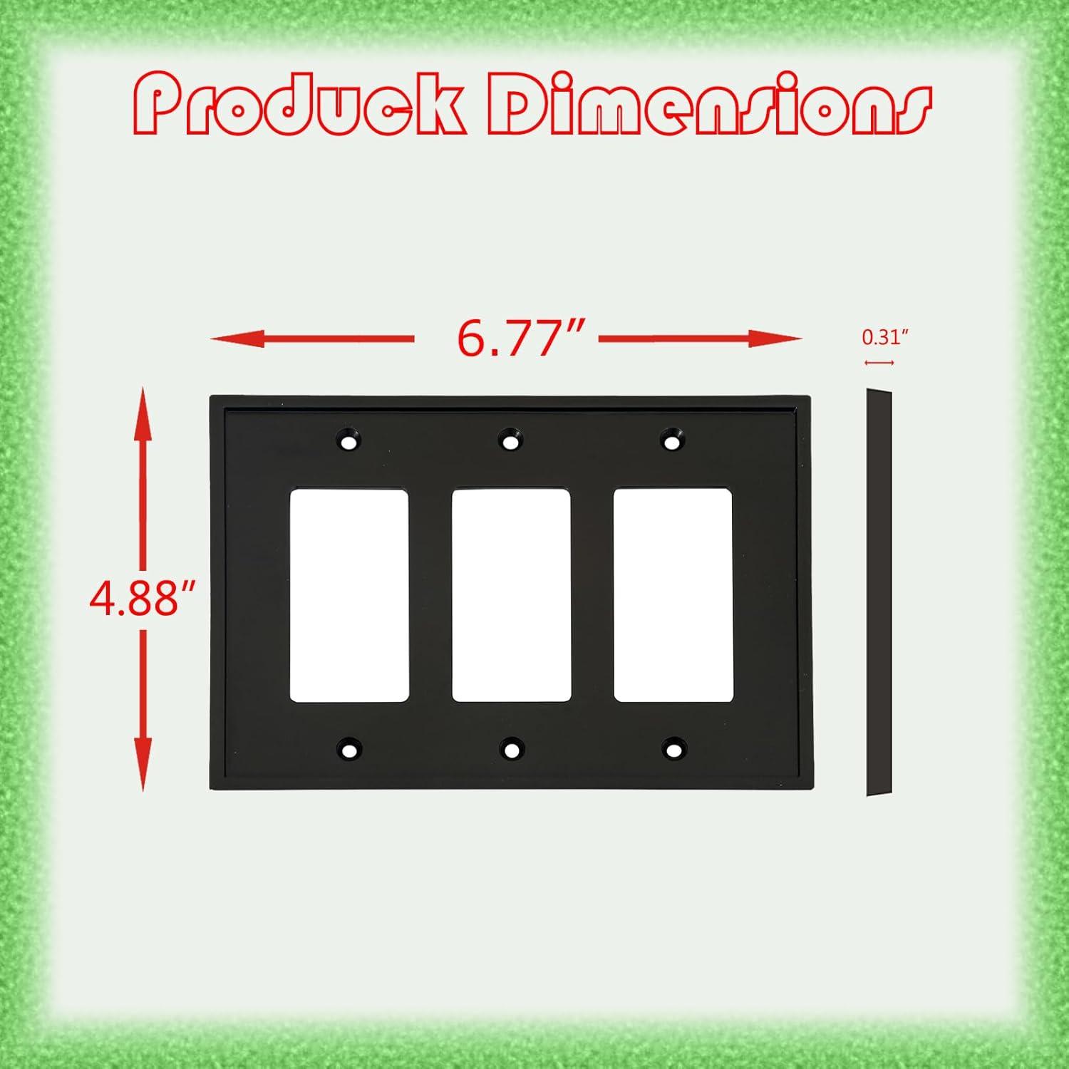 Matte Black Triple Gang Modern Wall Plate Cover