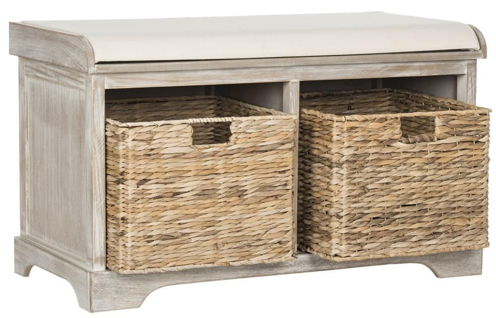 Freddy Wicker Storage Bench - AMH5736 - White Wash - Safavieh