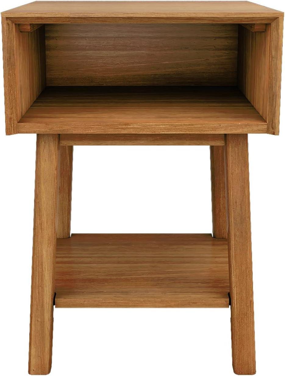 Plank+Beam Nightstand with Cubby Shelf, Wooden Bedside Table, Side Table for Bedroom