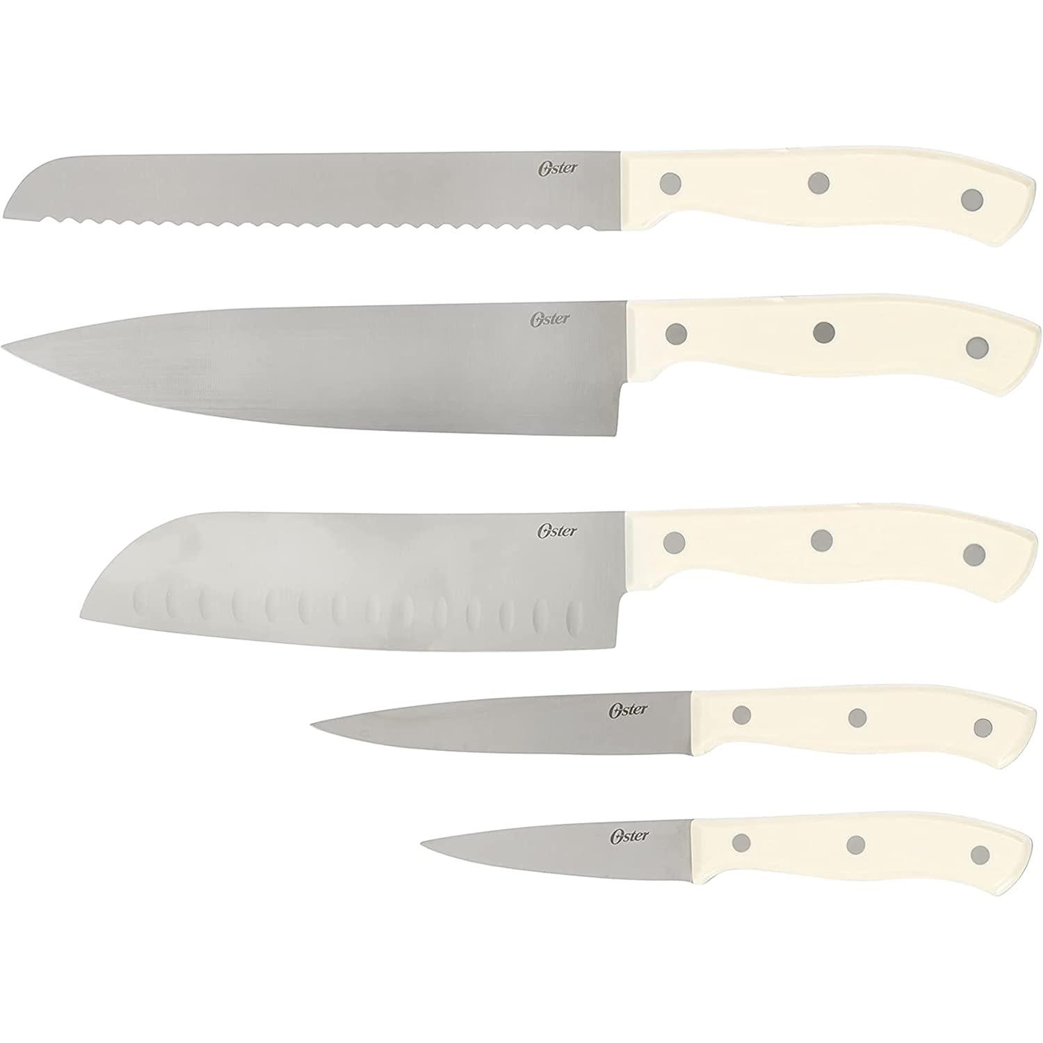 Oster Oster Evansville 14 Piece Stainless Steel Blade Cutlery Set in White