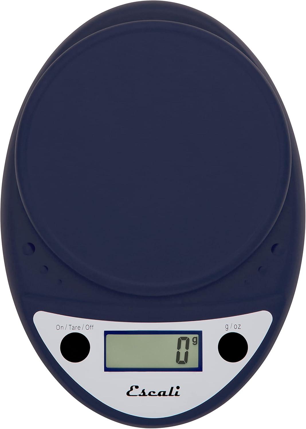 Escali Primo Digital Kitchen Scale Blue: LCD Display, 11 lb Capacity, Automatic Shut-Off, Metric Conversion