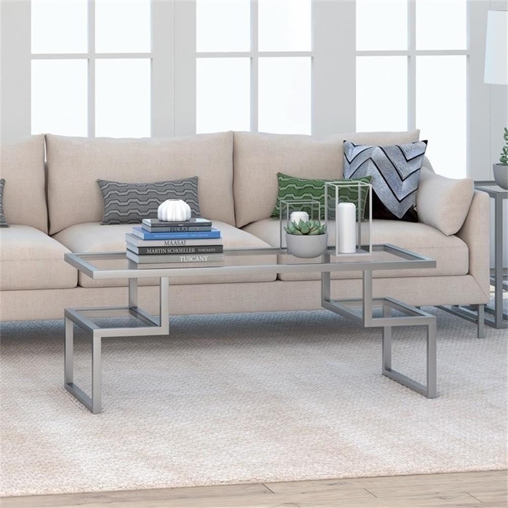 Evelyn&Zoe Zander 45" Wide Rectangular Coffee Table, Nickel