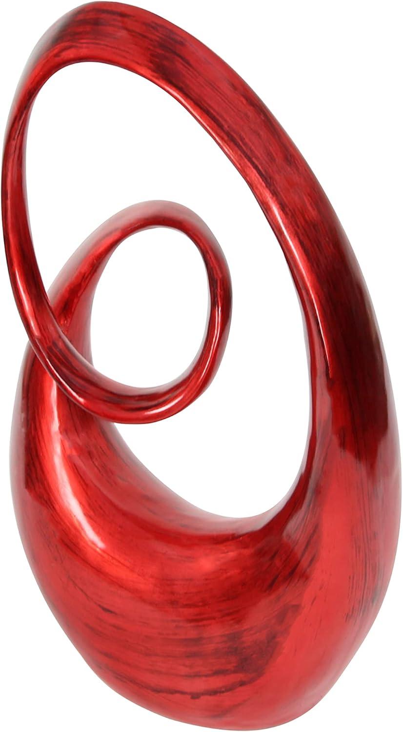 Red Polystone Abstract Swirl Decorative Sculpture