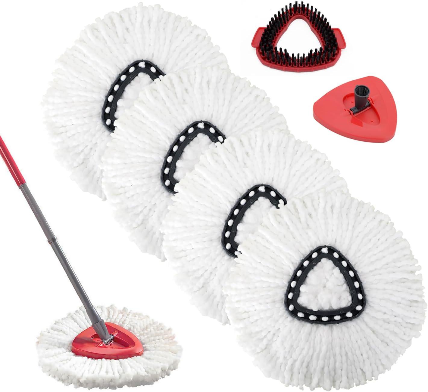 4 Pack Spin Mop Refill - Replacement Head Compatible with O Cedar, Microfiber Spin Mop Refills,clean the floor. Easy Floor Cleaning Mop Head Replacement - Bonison