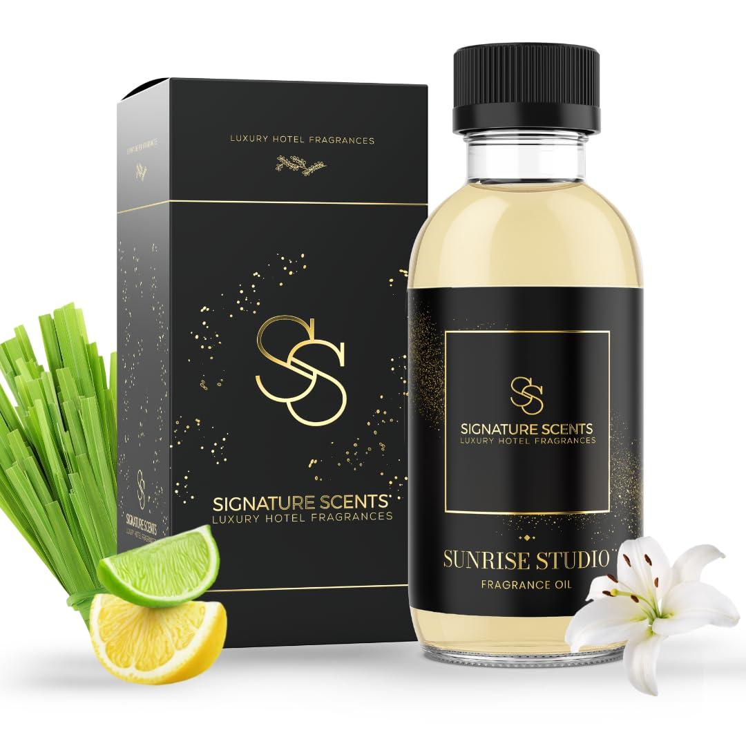Signature Scents - Luxury Hotel Collection - Hotel Fragrance Oil - Diffuser Oil Blends for Aromatherapy (Sunrise Studio) 4.05 Fl Oz (120ml) + 2 Free Samples