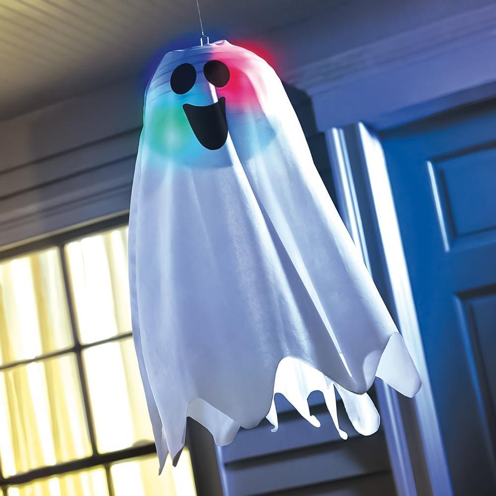 18" White Light-Up Hanging Ghost Decoration