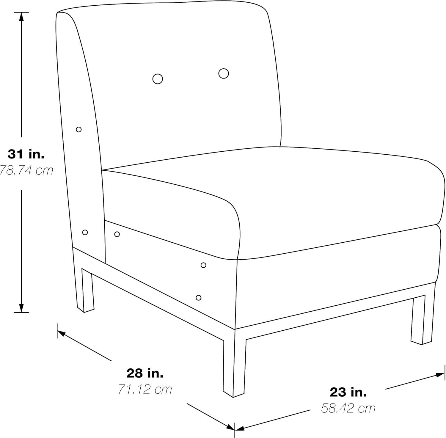 OSP Home Furnishings Wall Street Armless Chair. White Faux Leather.