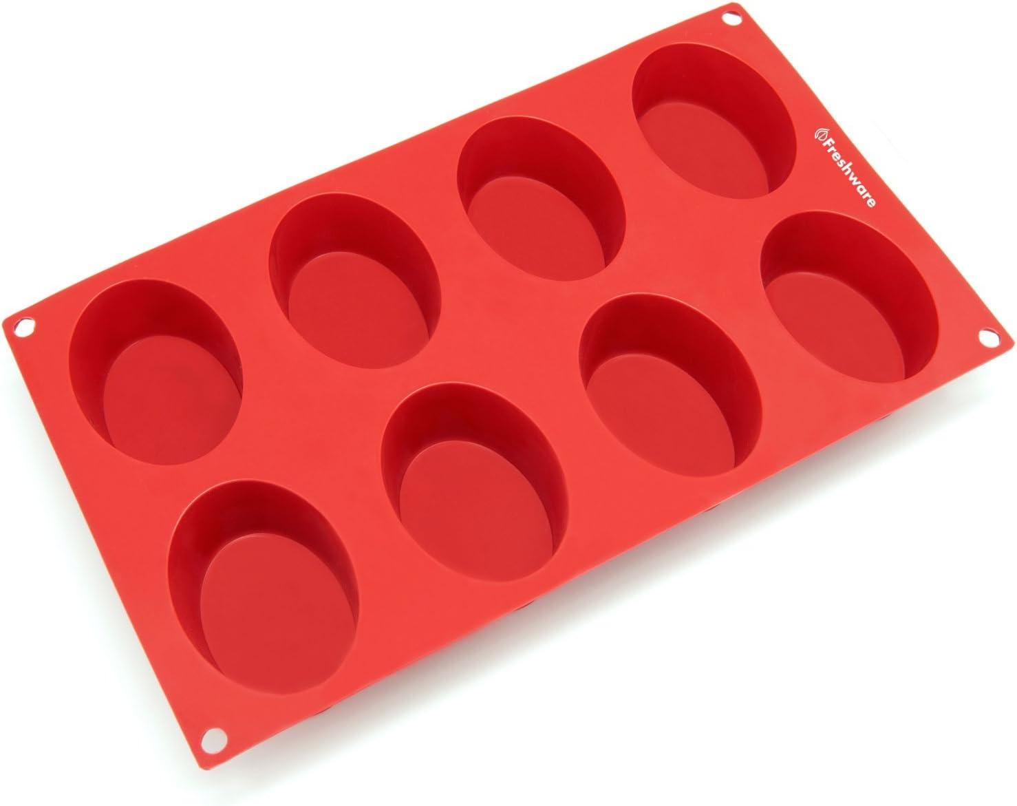 Red 8-Cavity Non-Stick Silicone Oval Mold