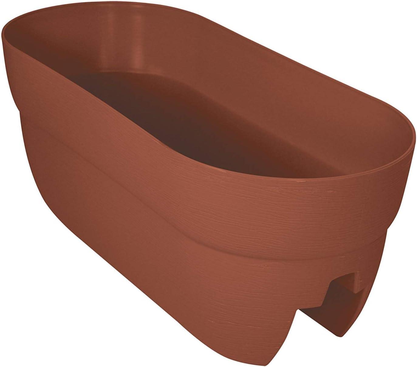 Bloomers Railing Planter with Drainage Holes – 24" Weatherproof Resin Planter - Terracotta