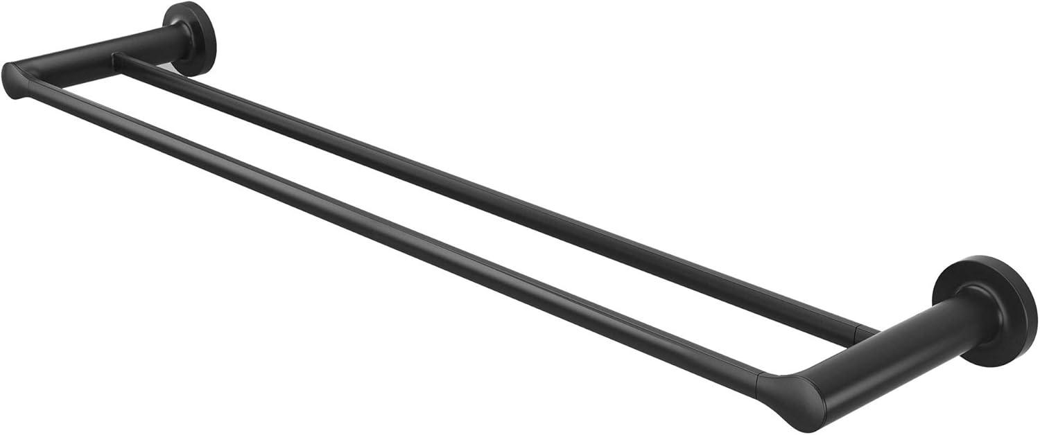 Matte Black 24-Inch Wall Mounted Double Towel Bar