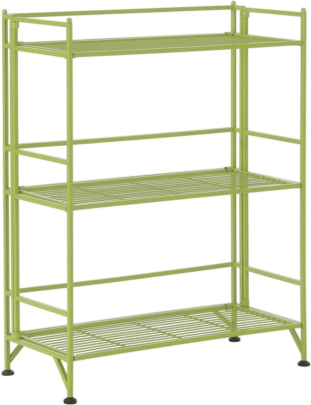 Adjustable Lime 3-Tier Wide Folding Metal Storage Shelf