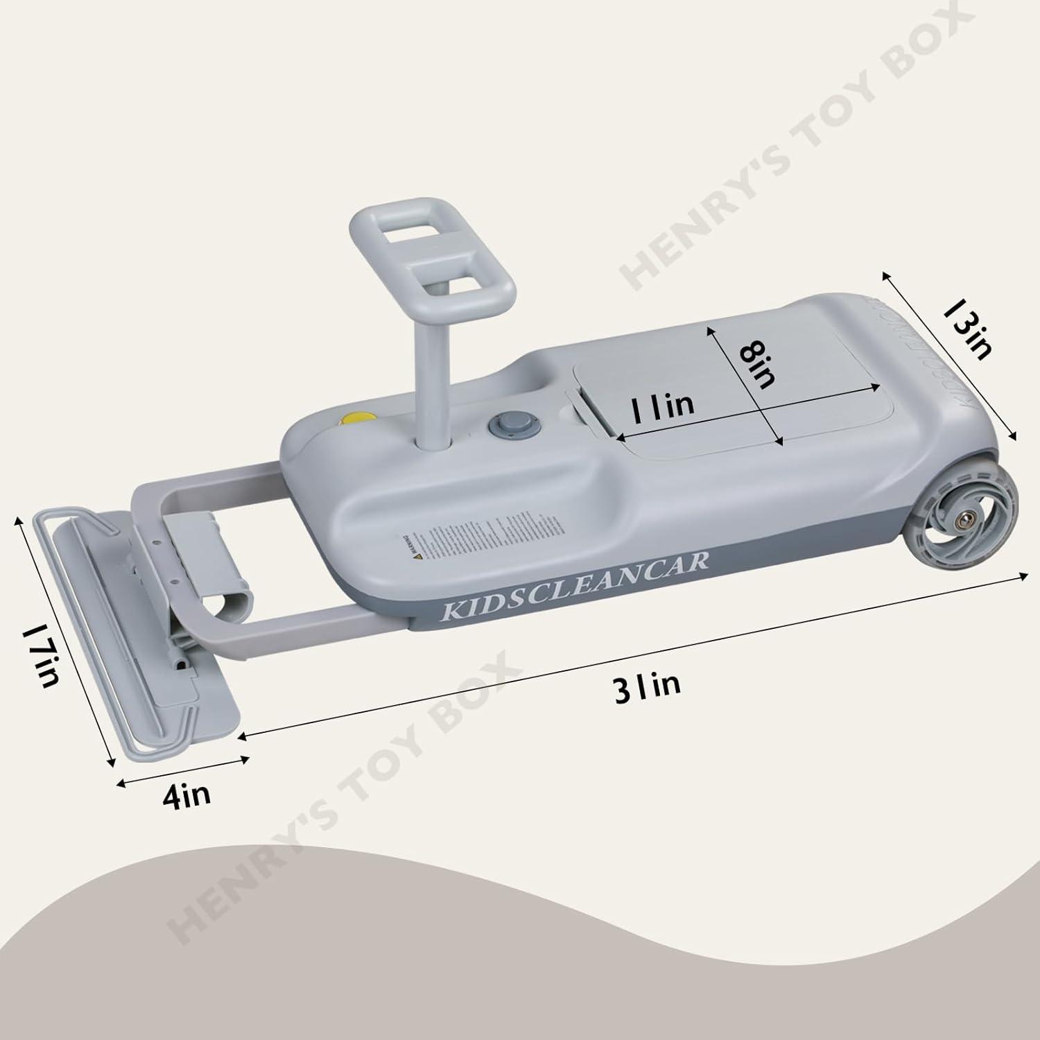 12V Ride-On Car with Cleaning Fun, 3 in 1 Gokart, Soft-Start, 5-Speed Adjustable, Detachable mop, Rechargeable Battery, 160lbs Capacity, Indoor & Outdoor for Kids Ages 3+ Gray