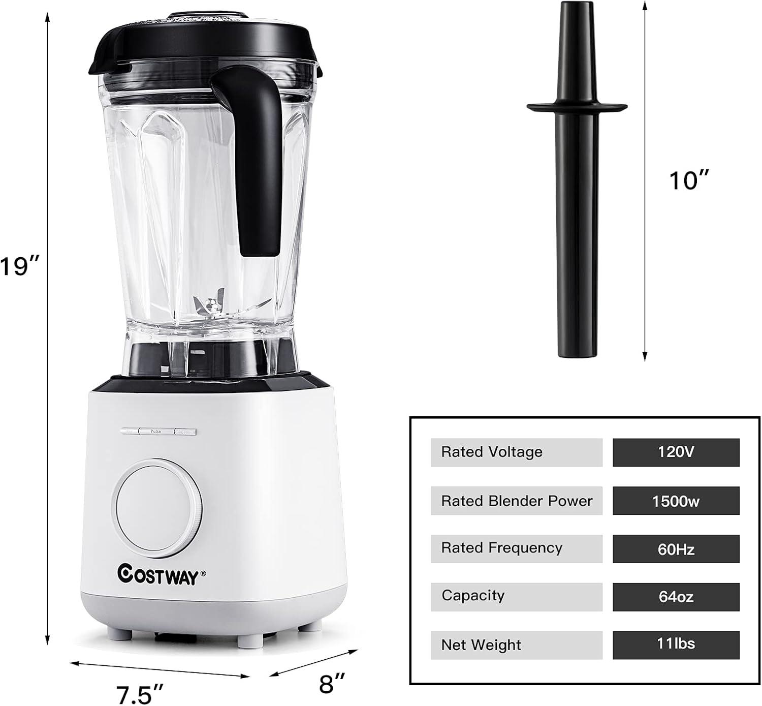 Costway 1500W Countertop Smoothies Blender 10 Speed w/ 6 Pre-Setting Programs
