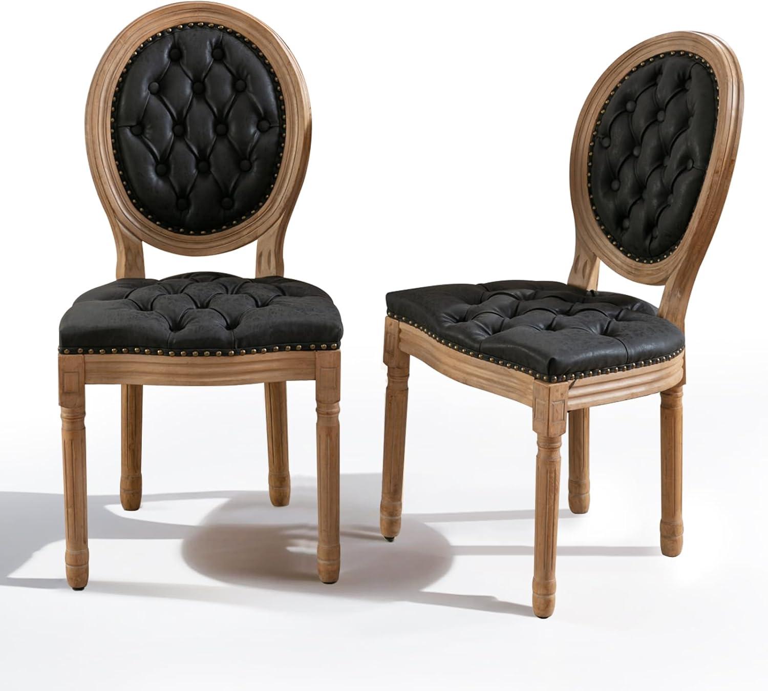 Ophelia & Co. French Style Solid Wood Frame Dining Chair with Nailhead Trim Set of 2