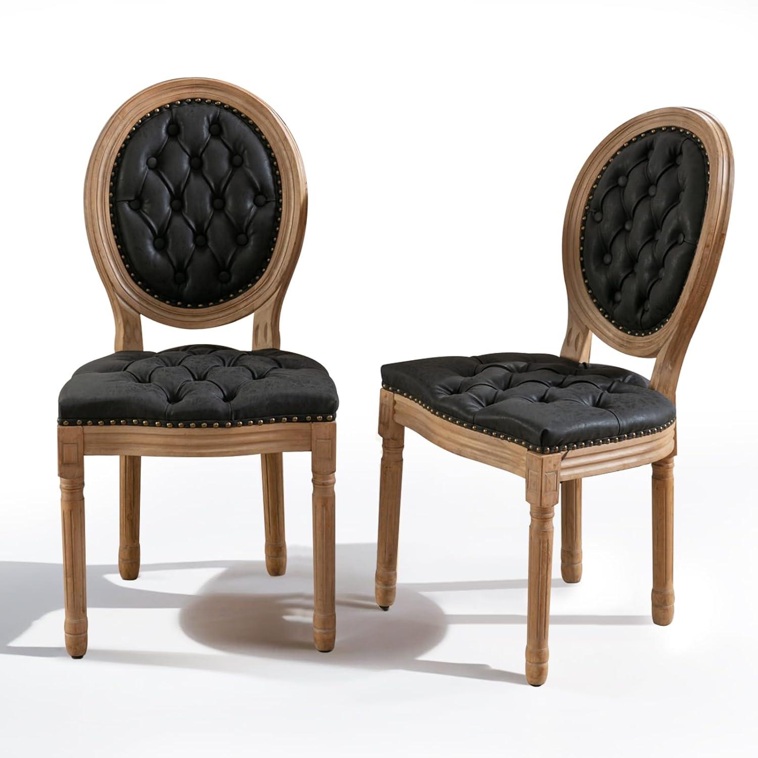 Ophelia & Co. French Style Solid Wood Frame Dining Chair with Nailhead Trim Set of 2