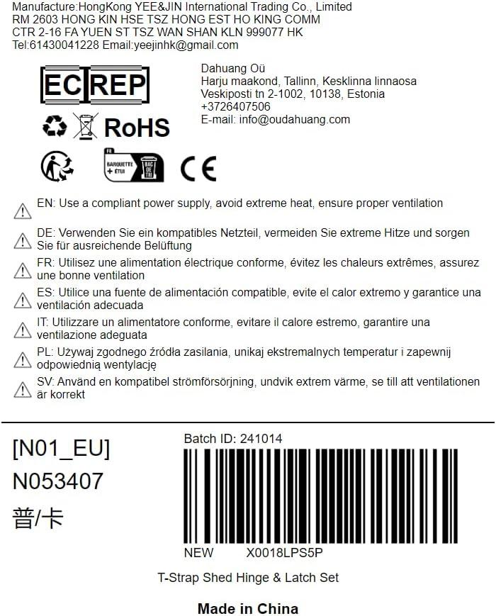 2 Pieces (8 inch) NUZAMAS T-Strap Heavy Duty Shed Hinges + Door Latch Set, Gate Strap Hinge, Door Barn Gates Hinges Black Wrought Hardware Iron Rustproof