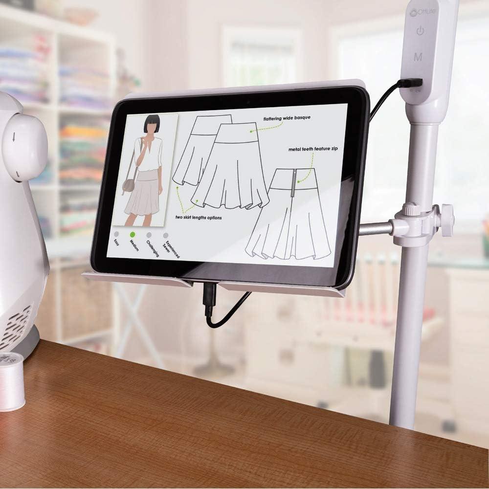 LED Floor Lamp with USB and Tablet Stand Black - OttLite: Modern Adjustable Height, Touch Sensor, No Assembly Required