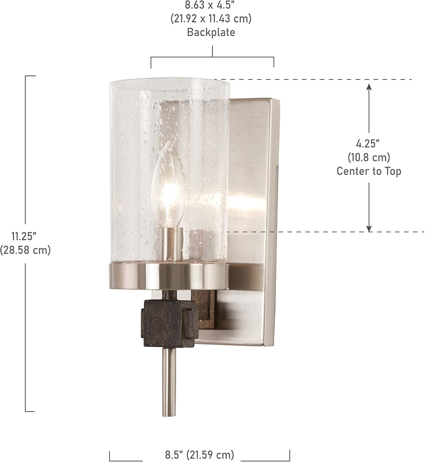 Minka Lavery Modern Wall Light Sconce Brushed Nickel Hardwired 4 1/2" Fixture Clear Seeded Glass Shade for Bedroom Bathroom Vanity