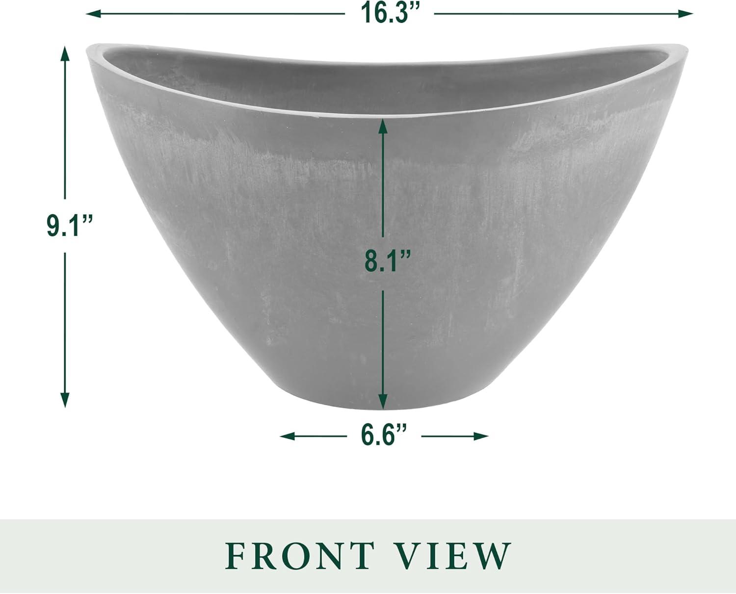 Gray Composite Oval Indoor/Outdoor Planter Pot