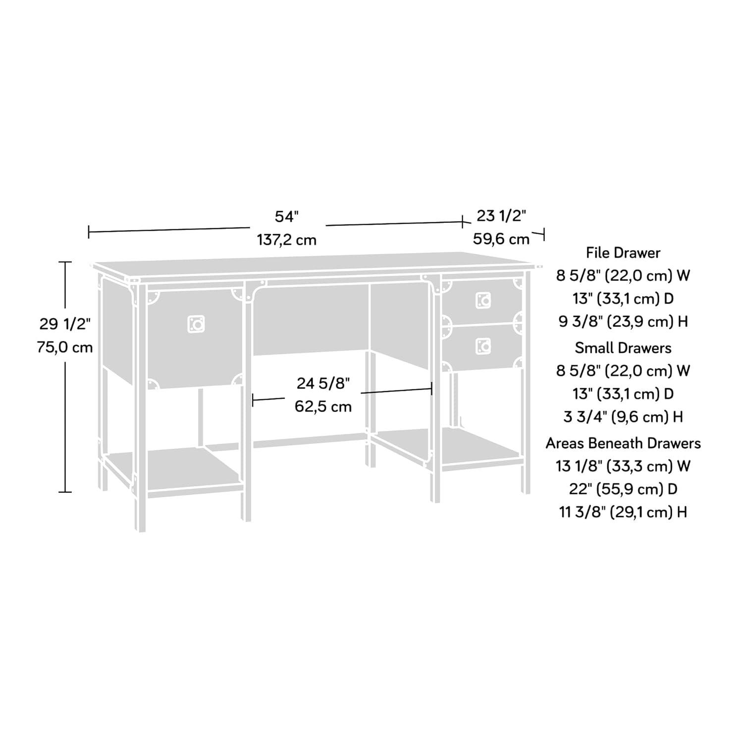 Sauder Steel River Milled Mesquite Small Desk with Drawers, Milled Mesquite Finish