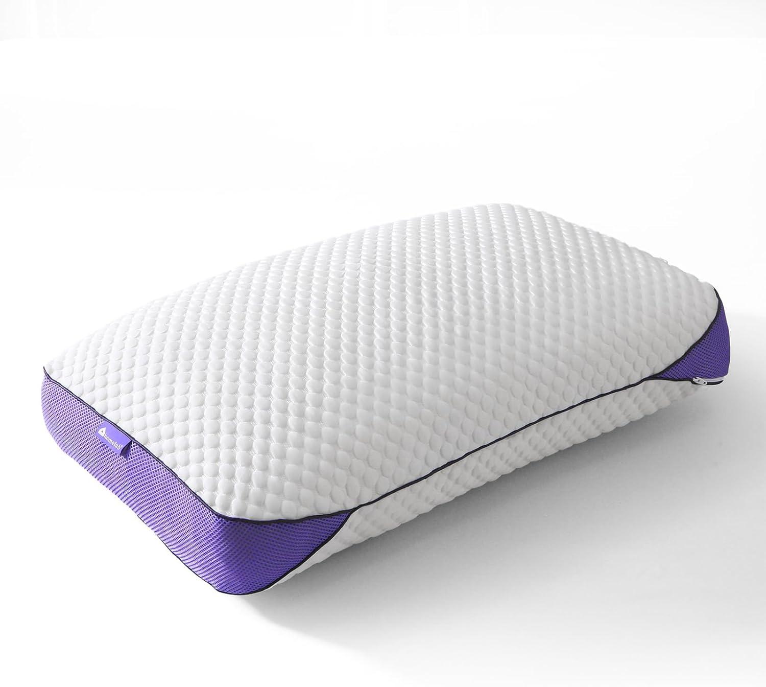 Queen Size White and Purple Memory Foam Cooling Pillow